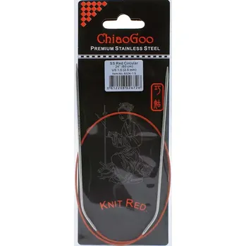 Jehlice ChiaoGoo Knit Red ergonomické fixní kruhové jehlice 60 Cm 2,5mm (ChiaoGoo SS Knit RED™ Circulars - 24" 60 cm 2,5mm)