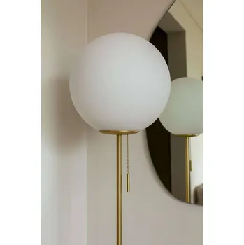 Lampička Globen Lighting stojací lampa Torrano Výška 145 cm Travertin béžová, bílá, leštěná mosaz 1 x 60 W - Doprava zdarma
