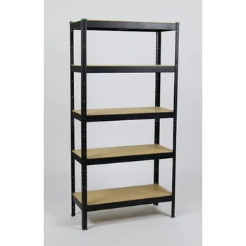 Dílenský regál Regál 180x60x40 cm lakovaný 5-policový, nosnost 875 kg - ČERNÝ