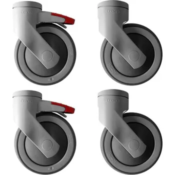 TOMGAST Kolečka k regálovým stojinám – 4 ks, dvě bržděná| TOM, EZ-WH