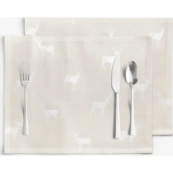 ubrus Prostírání na stůl Natura - Jeleni na režné - sada 2ks 30 x 40 cm