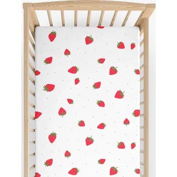 Prostěradlo Bavlněné napínací prostěradlo do dětské postýlky - Svěží jahody 60 x 120 cm