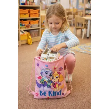 Školní sáček Mister License Pytlík na obuv TLAPKOVÁ PATROLA Skye a Everest be kind 44,5x39 růžový
