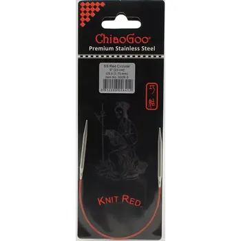 ChiaoGoo Knit Red ergonomické fixní kruhové jehlice 23 Cm 3,75mm (ChiaoGoo SS Knit RED™ Circulars - 9" 23 cm 3,75mm)