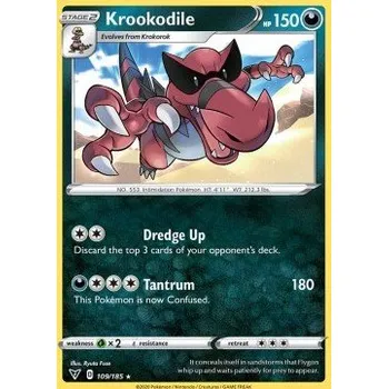 Karetní hra Pokémon VIV 109/185 Krookodile - Vivid Voltage Stav: Near Mint, Verze: REVERSE HOLO