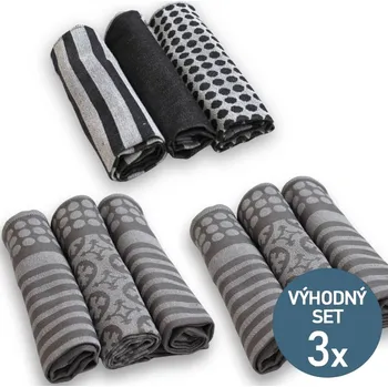 Utěrka ETEX Kuchyňské utěrky z egyptské bavlny U02 černé a šedé 50 x 70 cm - 9 kusů