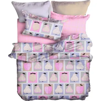 Povlečení TEXTILOMANIE Francouzské povlečení z mikrovlákna FRUITS šedé 2 ks 80 × 80 cm / 200 × 200 cm