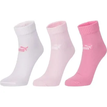 Dámské ponožky Unisex ponožky Puma ELEMENTS UNISEX PLAIN QUARTER 3P 35/38 Růžová, Bílá