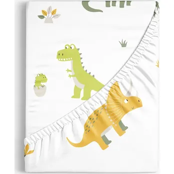 Prostěradlo Dětské bavlněné napínací prostěradlo - Dinosauří dobrodružství 80 x 160 cm