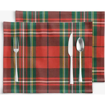 ubrus Prostírání na stůl 100% bavlněné plátno - Červené káro - sada 2ks 30 x 40 cm