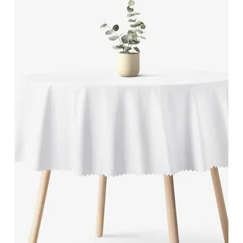 ubrus Sváteční kulatý teflonový ubrus - bílý s lesklými obdélníčky Ø 100 cm