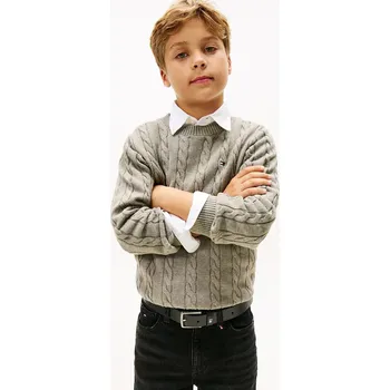 Dívčí svetr Dětský bavlněný svetr Tommy Hilfiger KB0KB09753.128.176.PPY2 šedá 09X, vel. 152