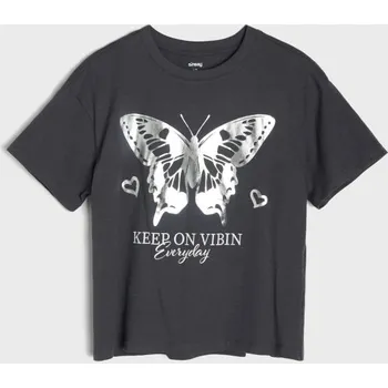 Sinsay - Bavlněná košilka s potiskem - šedá - 287GW-86X - 287GW-86X-158