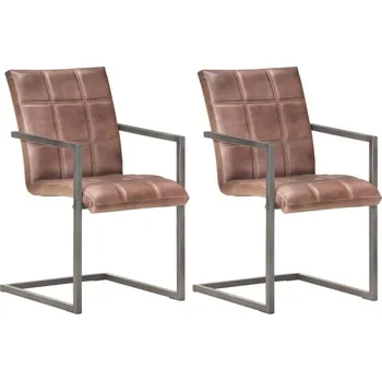 Jídelní židle OMAXI Konzolové jídelní židle 2 ks hnědé s ošoupáním pravá kůže 067826