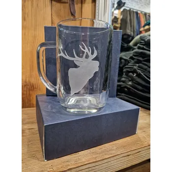 Sklenice Brusírna Janský - ručně pískovaný pivní půllitr z českého křišťálu Jelen