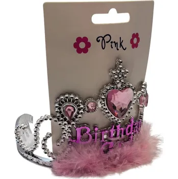 Doplněk pro panenku Čelenka Happy Birthday s růžovým peřím