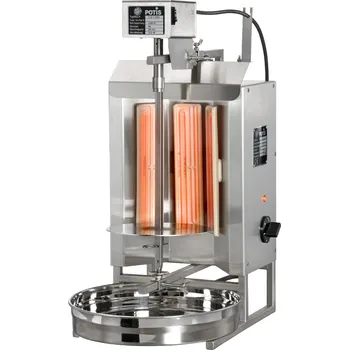 Kuchyňský gril POTIS Elektrický gril na kebab/gyros, 1 topné pole, zátěž 7 kg, 230V, 3 kW, 330x330x605 mm, nádoba na tuk 330x330 mm | POTIS, EH