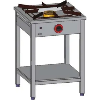 Sporák EGAZ Plynový gastronomický sporák 1-hořákový, 600x600x850 mm s policí, 5 kW | EGAZ, TG-105.III