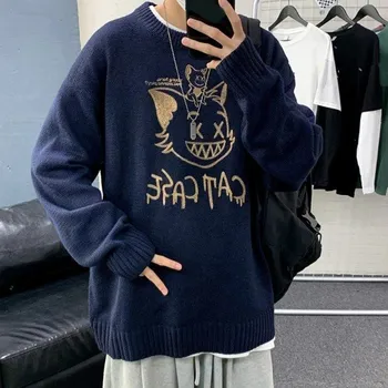 Pánský svetr Pánský svetr s kočkou F236 tmavě modrá L