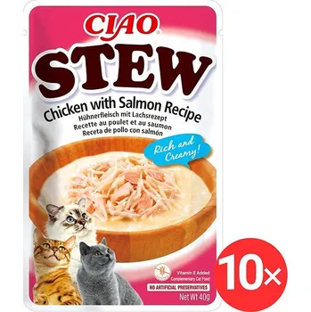 Krmivo pro kočku Ciao Churu Cat Stew kuřecí a lososová receptura 10 × 40 g