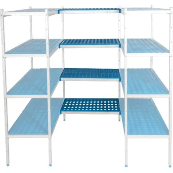 regál ALUSHELF Hliníkový-polypropylenový spojovací regál, 4-patrový, 610x500 mm | ALUSHELF, 4P-65+16UM