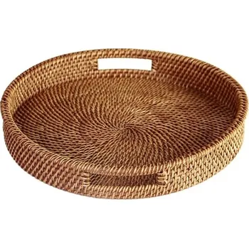 Úložný box Ručně tkaný kulatý úložný košík 30 x 5 cm Nízký dekorativní box na drobnosti klíče kosmetiku organizaci domácnosti