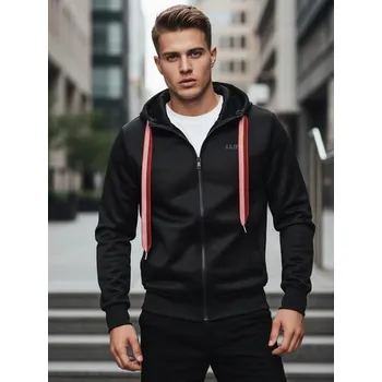 Pánská móda Dstreet Zajímavá černá mikina s kapucí