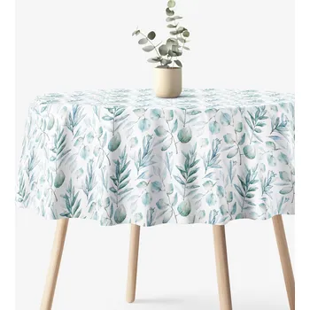ubrus Kulatý ubrus 100% bavlněné plátno Deluxe - Akvarelové lístky Ø 200 cm