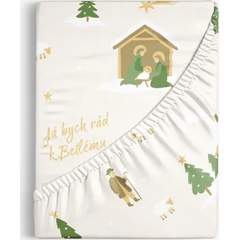 Prostěradlo Vánoční bavlněné napínací prostěradlo - Pásli ovce Valaši 120 x 200 cm