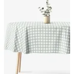 Oválný ubrus 100% bavlněné plátno - Šalvějově zelené kostičky 140 x 200 cm