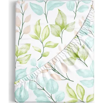 Prostěradlo Bavlněné napínací prostěradlo Deluxe - Malované lístky 80 x 160 cm