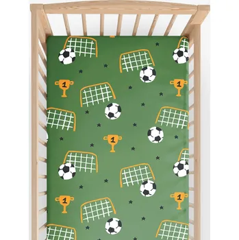 Prostěradlo Bavlněné napínací prostěradlo do dětské postýlky - Fotbalový svět 60 x 120 cm