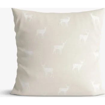 Povlak na polštářek Dekorační povlak na polštář Natura - Jeleni na režné 40 x 40 cm