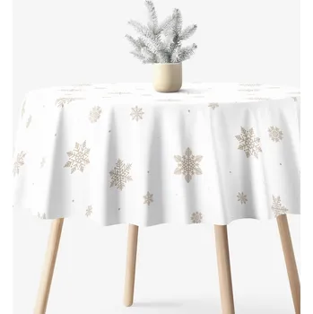 ubrus Kulatý ubrus 100% bavlněné plátno - Sněhové vločky na bílé Ø 100 cm