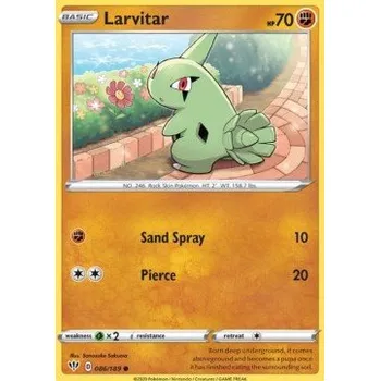 Karetní hra Pokémon DAA 086/189 Larvitar - Darkness Ablaze Stav: Near Mint, Verze: REVERSE HOLO