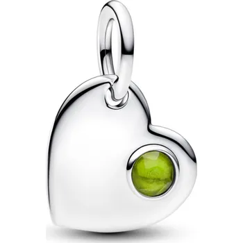 Oblečení a móda PANDORA Visací přívěsek Srdce se světle zeleným kamenem, ke gravírování