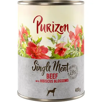 Krmivo pro psa 12x400g Purizon Single Meat - hovězí s květy ibišku