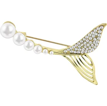 Brož Brož - perlová ozdoba, zlaté barvy