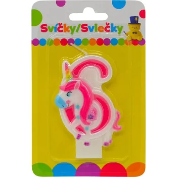 Magnetická kreslící tabulka Narozeninová svíčka s JEDNOROŽCEM a číslem 6.