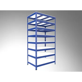 Dílenský regál Kovový regál do sklepa Biedrax 35 x 90 x 240 cm, modrý - 8 polic bílé lamino 12mm, 300 kg