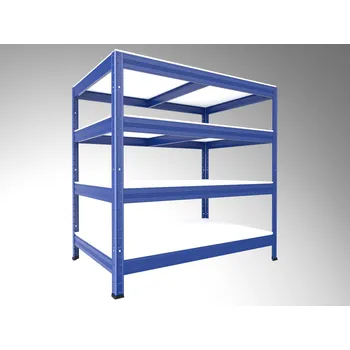 Dílenský regál Kovový regál do technické místnosti Biedrax 45 x 90 x 90 cm, modrý - 4 police bílé lamino 12mm