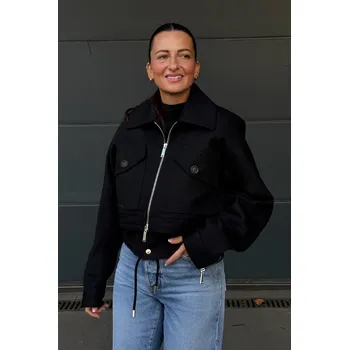 Dámský kabát Dámská vlněná bunda DSQUARED2 S75AM1137 černá Velikost: 36