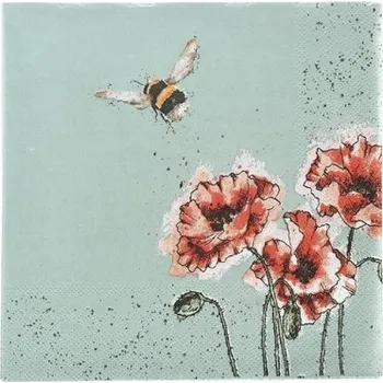 Papírový ubrousek Papírové ubrousky Wrendale Designs, 24 x 24 cm – čmelák