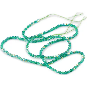 Šperk Broušené ohňovky 2 mm s AB efektem smaragdově zelené