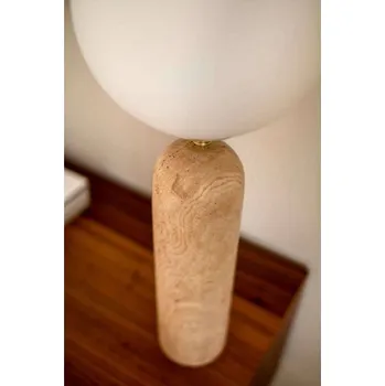 Lampička Globen Lighting stolní lampa Torrano Výška 53 cm Travertin béžová, bílá, leštěná mosaz 1 x 40 W - Doprava zdarma