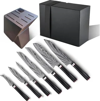 Kuchyňský nůž Swityf SWITYF® dárkový set damaškových nožů AK s ocílkou a stojanem