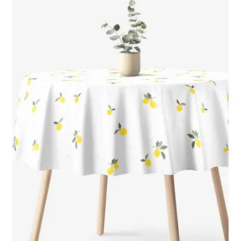 ubrus Kulatý ubrus 100% bavlněné plátno - Citrony Ø 100 cm