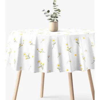 ubrus Kulatý ubrus 100% bavlněné plátno - Heřmánek Ø 100 cm