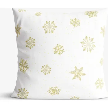 Povlak na polštářek Dekorační povlak na polštář - Zlaté sněhové vločky 40 x 40 cm