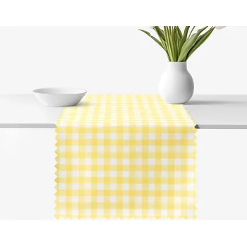 ubrus Běhoun na stůl teflonový - Žluté kostičky 35x160 cm